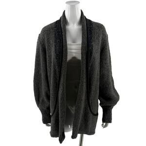 Sideffects VTG Oversized Cardigan Sweater Jacket Sz Large Gray Marled Open Front